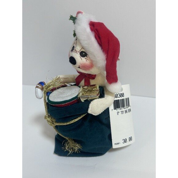 NWT AnnaLee Christmas White  8" Toy Bag Bear Holding Presents Collectible No Box - Picture 2 of 8